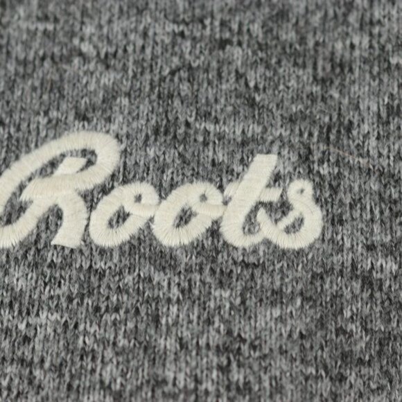 Roots Women's Extra Small Gray Heather 1/4 Zip Fleece Lined Embroidered Pullover - Picture 6 of 10